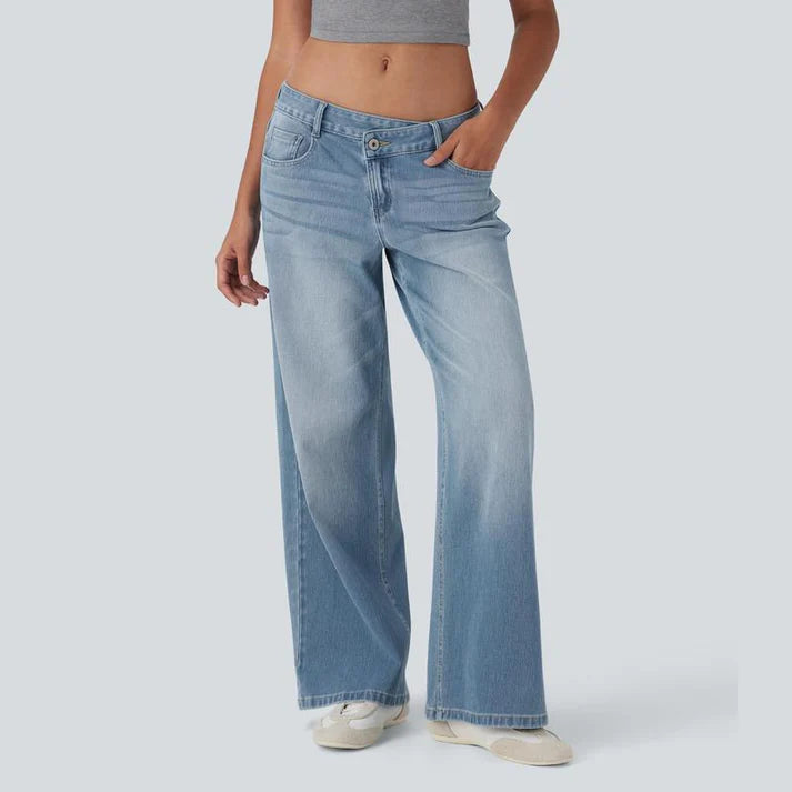 Lounge Flex PerfectFit™ Asymmetric Baggy Wide-Leg Jeans